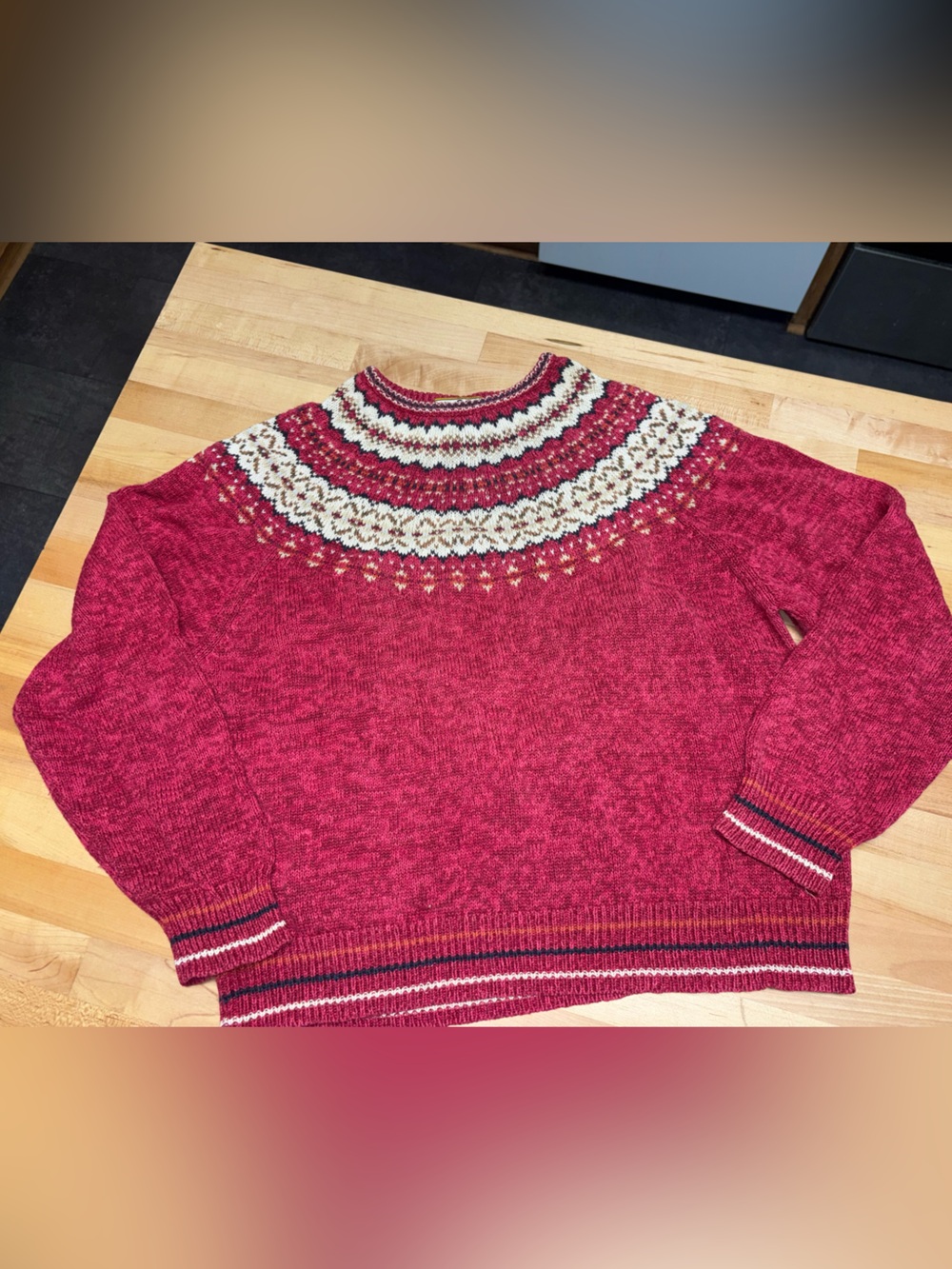 Women's Red Fair Isle Turtleneck Sweater